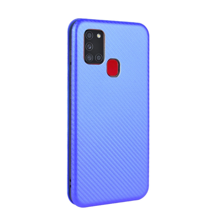 For Samsung Galaxy A21s Carbon Fiber Texture Horizontal Flip TPU + PC + PU Leather Case with Card Slot