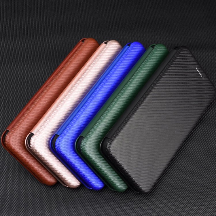For Samsung Galaxy A21s Carbon Fiber Texture Horizontal Flip TPU + PC + PU Leather Case with Card Slot