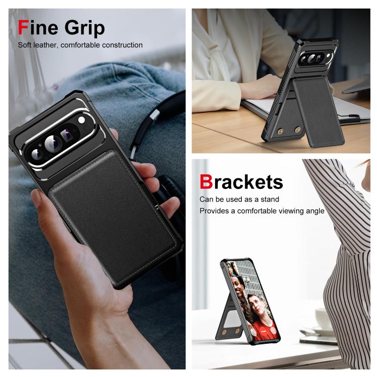 For Google Pixel 9 Pro XL Vertical Flip Card Bag Holder Leather Phone Case