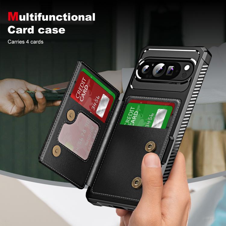 For Google Pixel 9 Pro XL Horizontal Flip Card Bag Holder Leather Phone Case