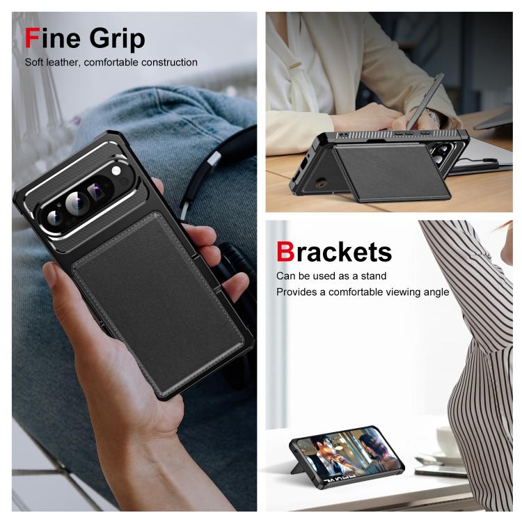 For Google Pixel 9 Pro XL Horizontal Flip Card Bag Holder Leather Phone Case