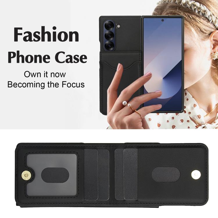 For Samsung Galaxy Z Fold5 AwQuer RFID Vertical Flip Card Bag Holder Leather Phone Case