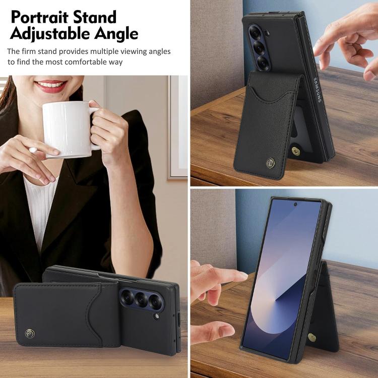 For Samsung Galaxy Z Fold5 AwQuer RFID Vertical Flip Card Bag Holder Leather Phone Case