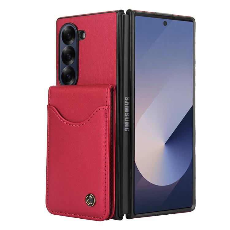 For Samsung Galaxy Z Fold5 AwQuer RFID Vertical Flip Card Bag Holder Leather Phone Case