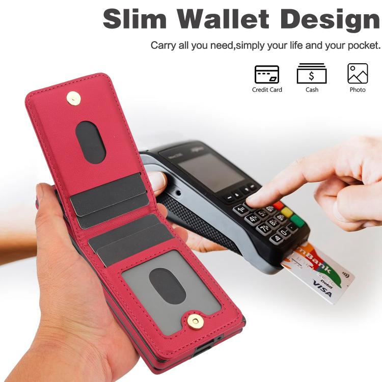 For Samsung Galaxy Z Fold5 AwQuer RFID Vertical Flip Card Bag Holder Leather Phone Case