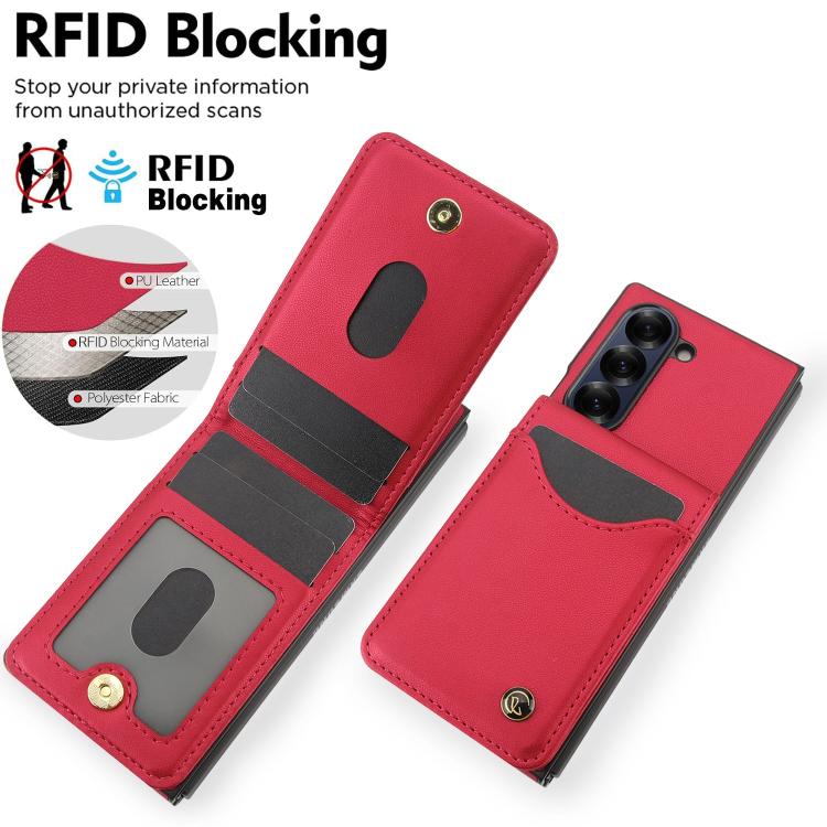 For Samsung Galaxy Z Fold5 AwQuer RFID Vertical Flip Card Bag Holder Leather Phone Case