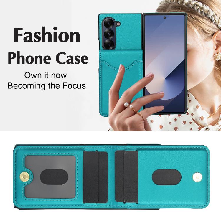 For Samsung Galaxy Z Fold5 AwQuer RFID Vertical Flip Card Bag Holder Leather Phone Case