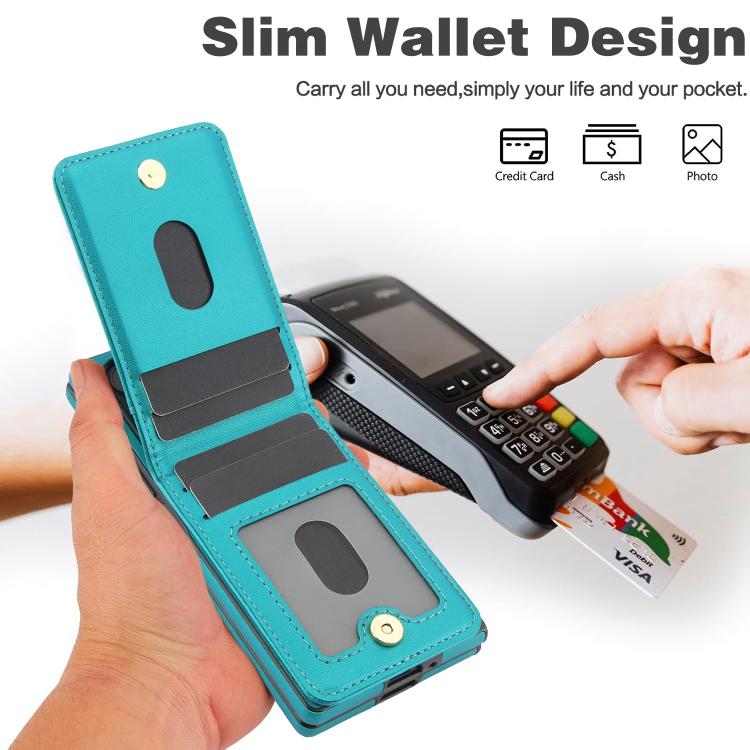 For Samsung Galaxy Z Fold5 AwQuer RFID Vertical Flip Card Bag Holder Leather Phone Case