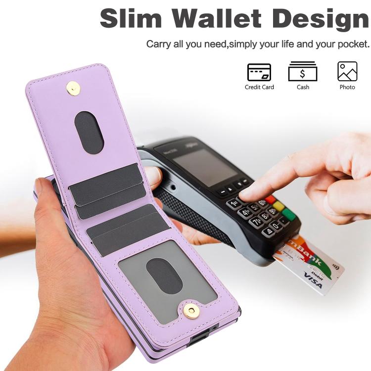 For Samsung Galaxy Z Fold5 AwQuer RFID Vertical Flip Card Bag Holder Leather Phone Case