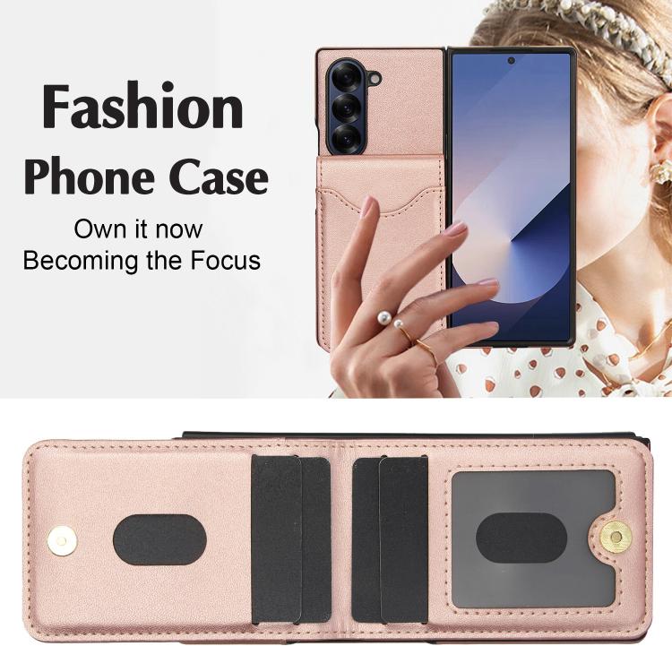 For Samsung Galaxy Z Fold5 AwQuer RFID Vertical Flip Card Bag Holder Leather Phone Case