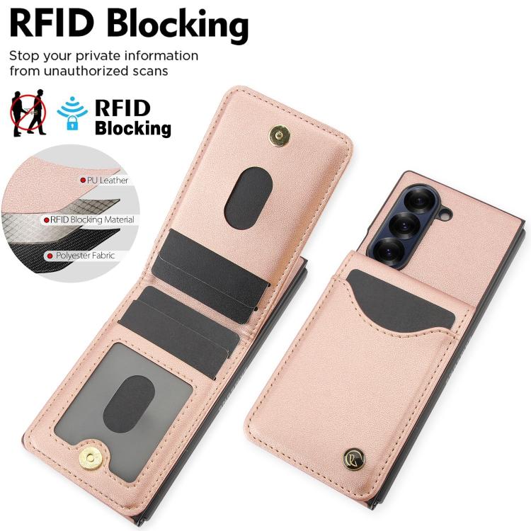 For Samsung Galaxy Z Fold5 AwQuer RFID Vertical Flip Card Bag Holder Leather Phone Case