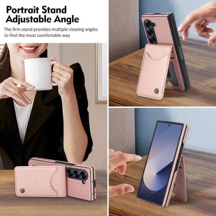 For Samsung Galaxy Z Fold5 AwQuer RFID Vertical Flip Card Bag Holder Leather Phone Case