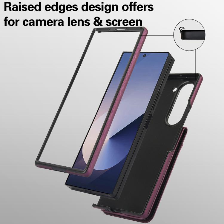 For Samsung Galaxy Z Fold5 AwQuer RFID Vertical Flip Card Bag Holder Leather Phone Case