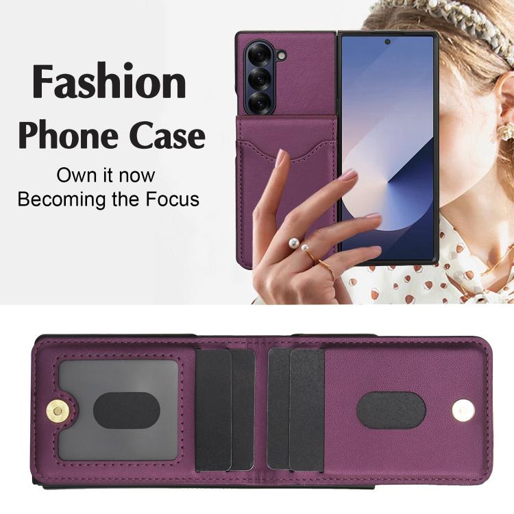 For Samsung Galaxy Z Fold5 AwQuer RFID Vertical Flip Card Bag Holder Leather Phone Case