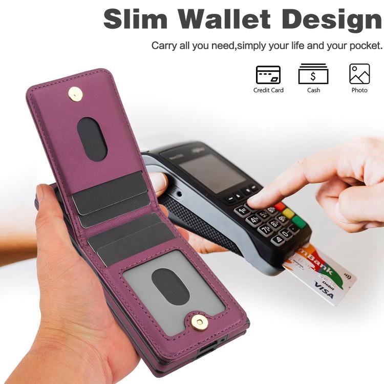 For Samsung Galaxy Z Fold5 AwQuer RFID Vertical Flip Card Bag Holder Leather Phone Case