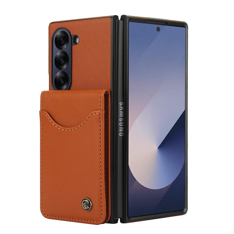 For Samsung Galaxy Z Fold5 AwQuer RFID Vertical Flip Card Bag Holder Leather Phone Case