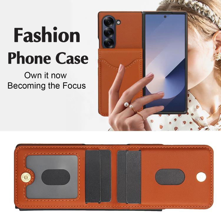 For Samsung Galaxy Z Fold5 AwQuer RFID Vertical Flip Card Bag Holder Leather Phone Case