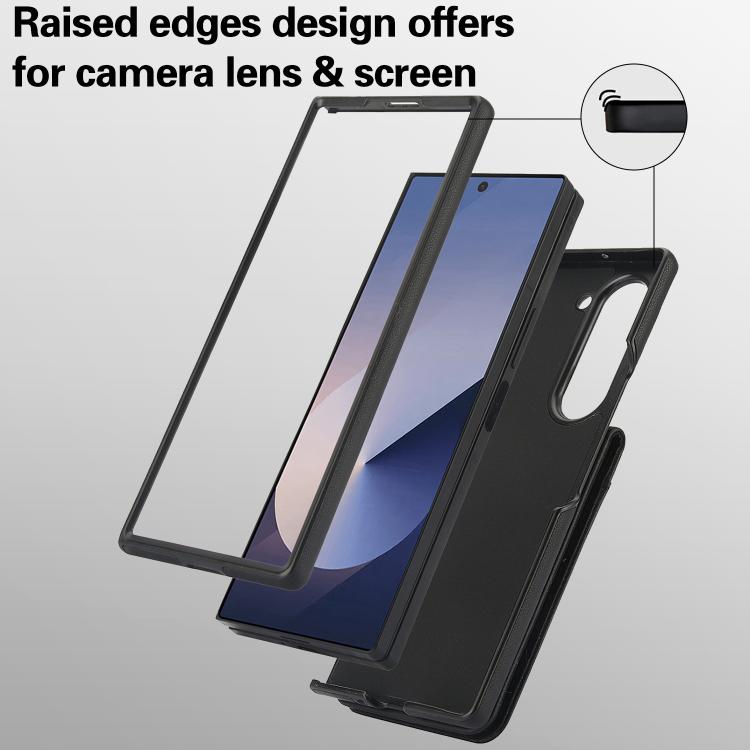 For Samsung Galaxy Z Fold6 AwQuer RFID Vertical Flip Card Bag Holder Leather Phone Case