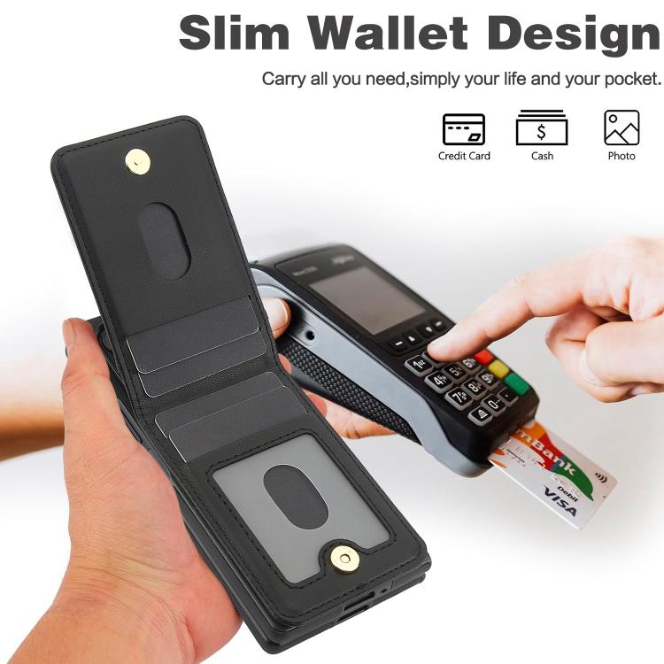 For Samsung Galaxy Z Fold6 AwQuer RFID Vertical Flip Card Bag Holder Leather Phone Case