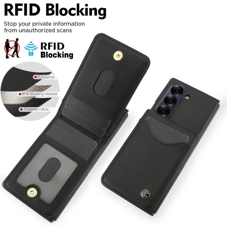 For Samsung Galaxy Z Fold6 AwQuer RFID Vertical Flip Card Bag Holder Leather Phone Case