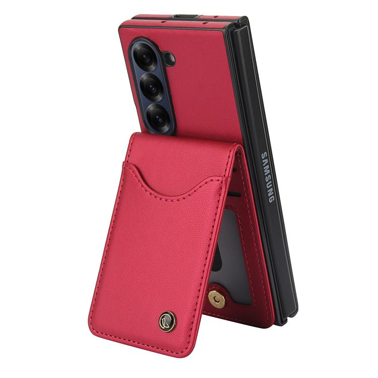 For Samsung Galaxy Z Fold6 AwQuer RFID Vertical Flip Card Bag Holder Leather Phone Case