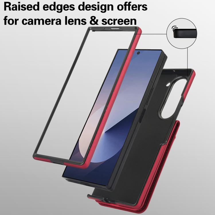 For Samsung Galaxy Z Fold6 AwQuer RFID Vertical Flip Card Bag Holder Leather Phone Case