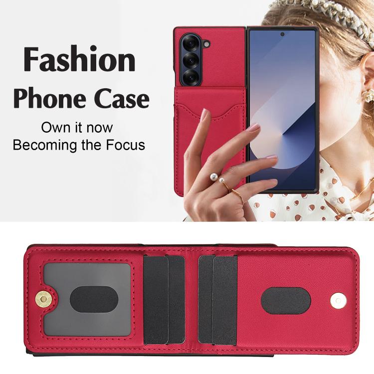 For Samsung Galaxy Z Fold6 AwQuer RFID Vertical Flip Card Bag Holder Leather Phone Case