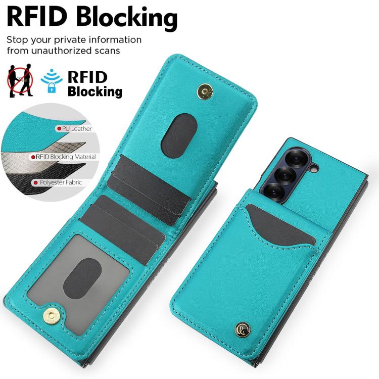 For Samsung Galaxy Z Fold6 AwQuer RFID Vertical Flip Card Bag Holder Leather Phone Case