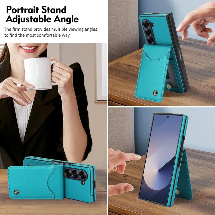 For Samsung Galaxy Z Fold6 AwQuer RFID Vertical Flip Card Bag Holder Leather Phone Case