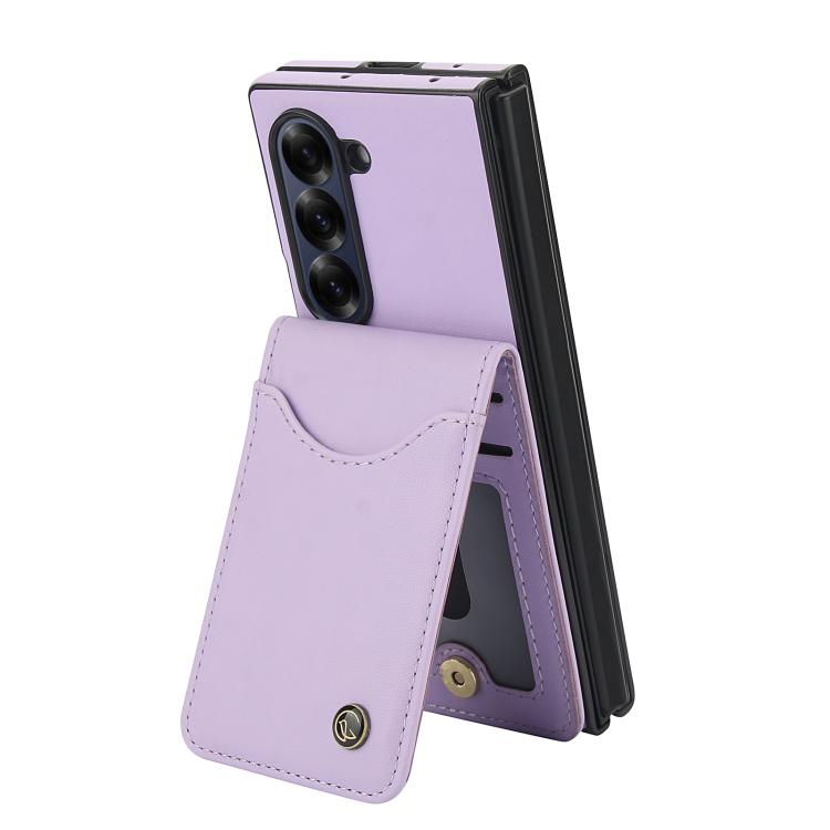 For Samsung Galaxy Z Fold6 AwQuer RFID Vertical Flip Card Bag Holder Leather Phone Case