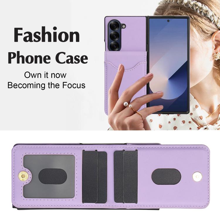 For Samsung Galaxy Z Fold6 AwQuer RFID Vertical Flip Card Bag Holder Leather Phone Case