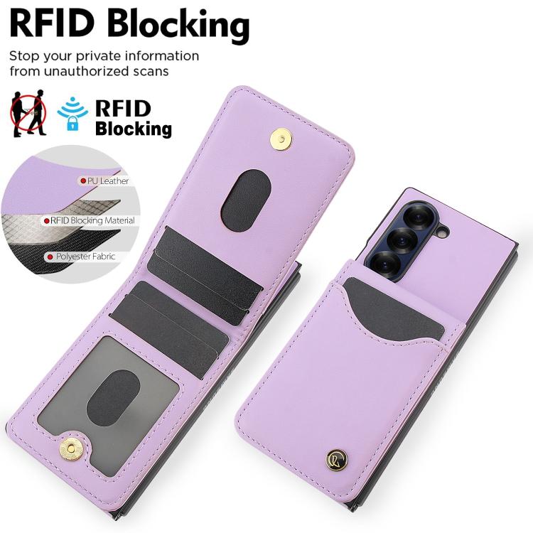 For Samsung Galaxy Z Fold6 AwQuer RFID Vertical Flip Card Bag Holder Leather Phone Case