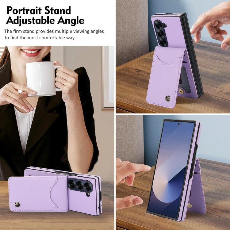 For Samsung Galaxy Z Fold6 AwQuer RFID Vertical Flip Card Bag Holder Leather Phone Case