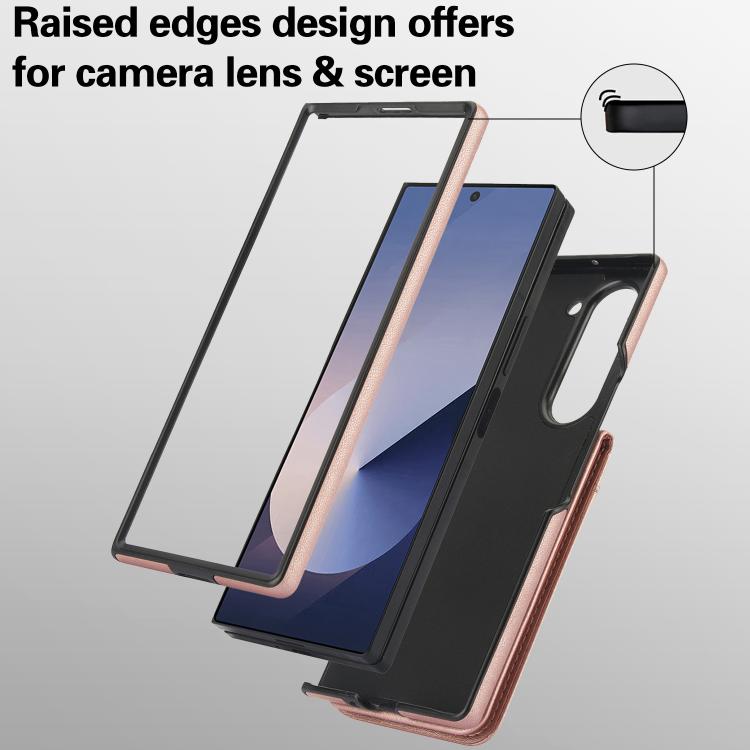 For Samsung Galaxy Z Fold6 AwQuer RFID Vertical Flip Card Bag Holder Leather Phone Case