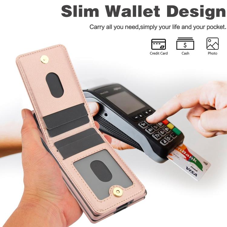 For Samsung Galaxy Z Fold6 AwQuer RFID Vertical Flip Card Bag Holder Leather Phone Case