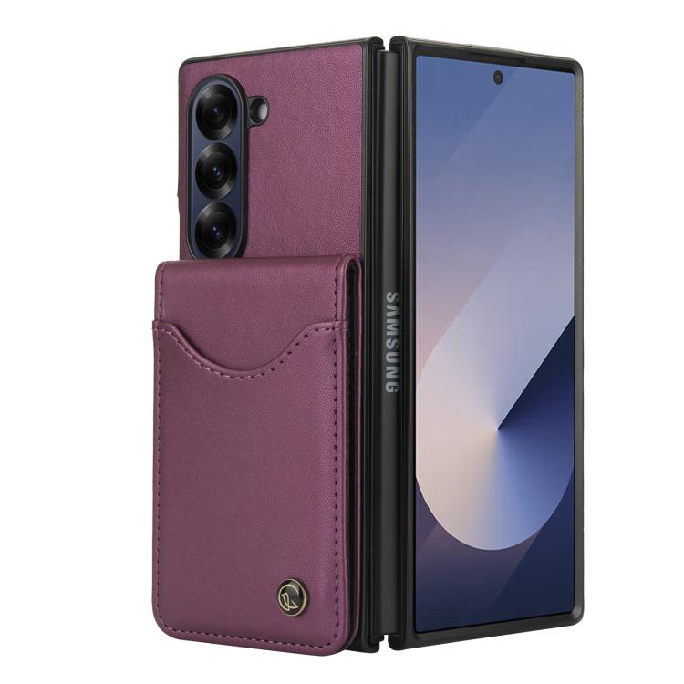 For Samsung Galaxy Z Fold6 AwQuer RFID Vertical Flip Card Bag Holder Leather Phone Case
