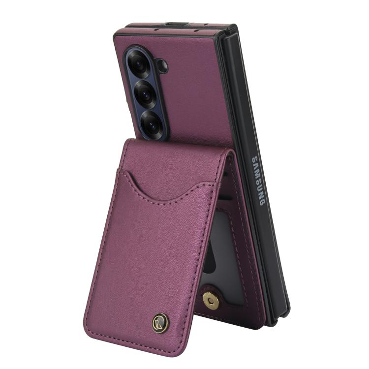 For Samsung Galaxy Z Fold6 AwQuer RFID Vertical Flip Card Bag Holder Leather Phone Case