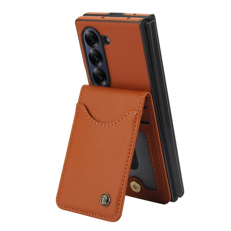 For Samsung Galaxy Z Fold6 AwQuer RFID Vertical Flip Card Bag Holder Leather Phone Case