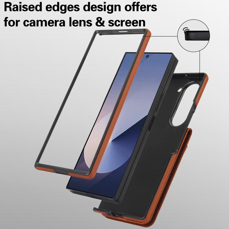For Samsung Galaxy Z Fold6 AwQuer RFID Vertical Flip Card Bag Holder Leather Phone Case