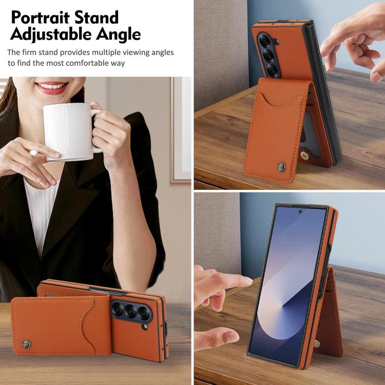 For Samsung Galaxy Z Fold6 AwQuer RFID Vertical Flip Card Bag Holder Leather Phone Case