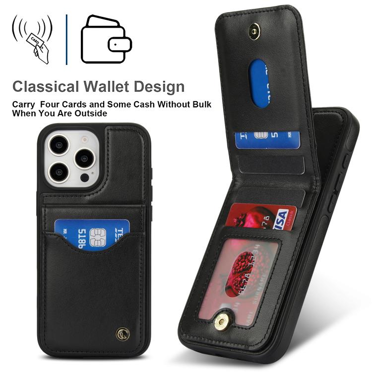 For iPhone 16 Pro Max AwQuer Vertical Flip Card Bag Holder Leather Phone Case