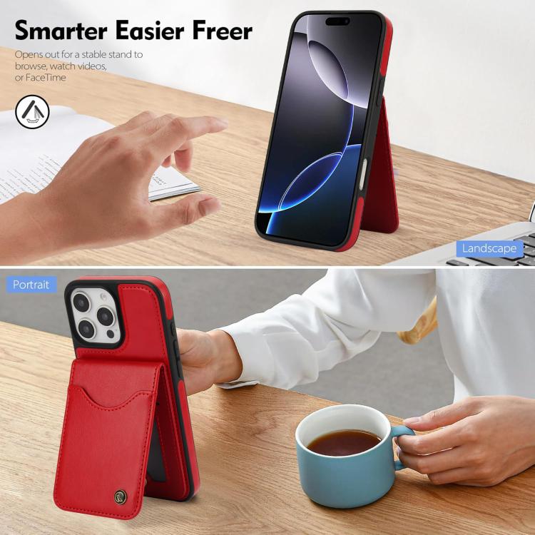 For iPhone 16 Pro Max AwQuer Vertical Flip Card Bag Holder Leather Phone Case