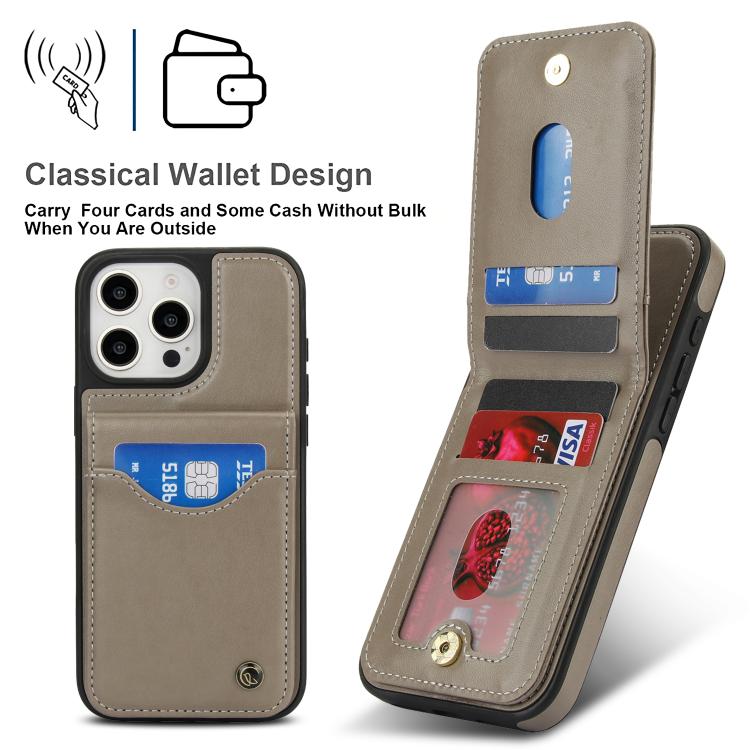 For iPhone 16 Pro Max AwQuer Vertical Flip Card Bag Holder Leather Phone Case