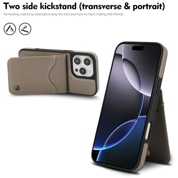 For iPhone 16 Pro Max AwQuer Vertical Flip Card Bag Holder Leather Phone Case