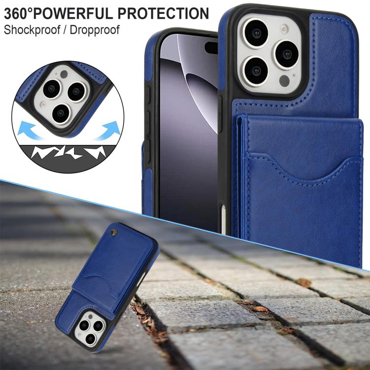 For iPhone 16 Pro Max AwQuer Vertical Flip Card Bag Holder Leather Phone Case