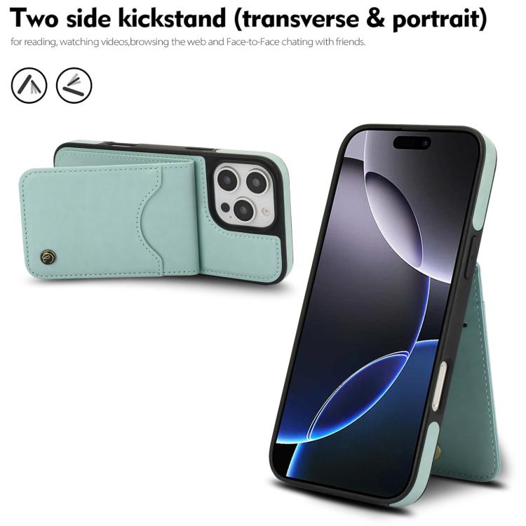 For iPhone 16 Pro Max AwQuer Vertical Flip Card Bag Holder Leather Phone Case
