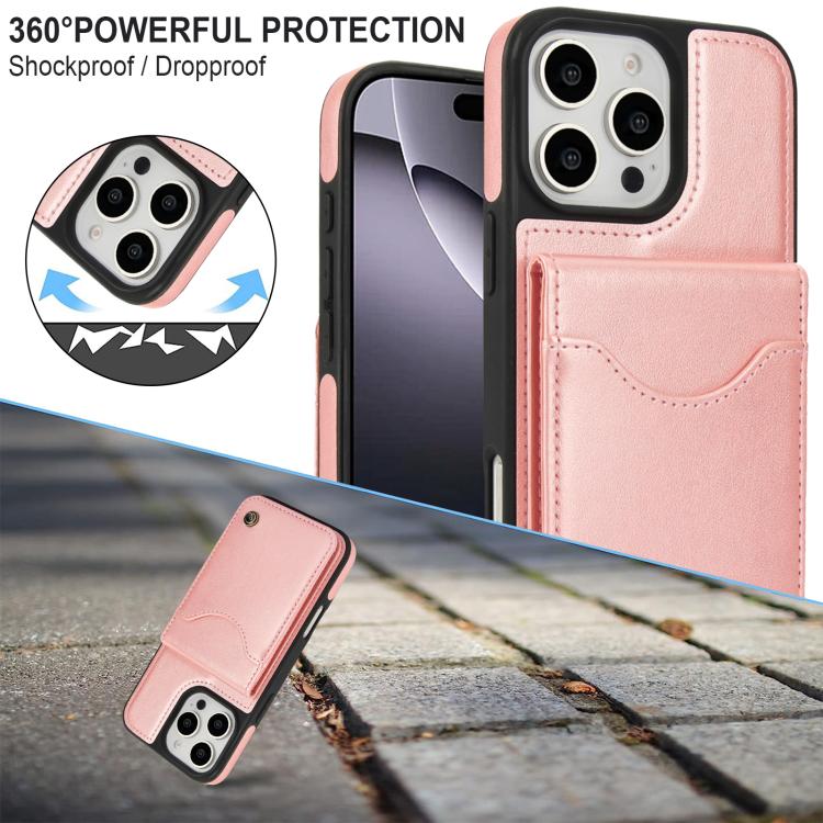 For iPhone 16 Pro Max AwQuer Vertical Flip Card Bag Holder Leather Phone Case