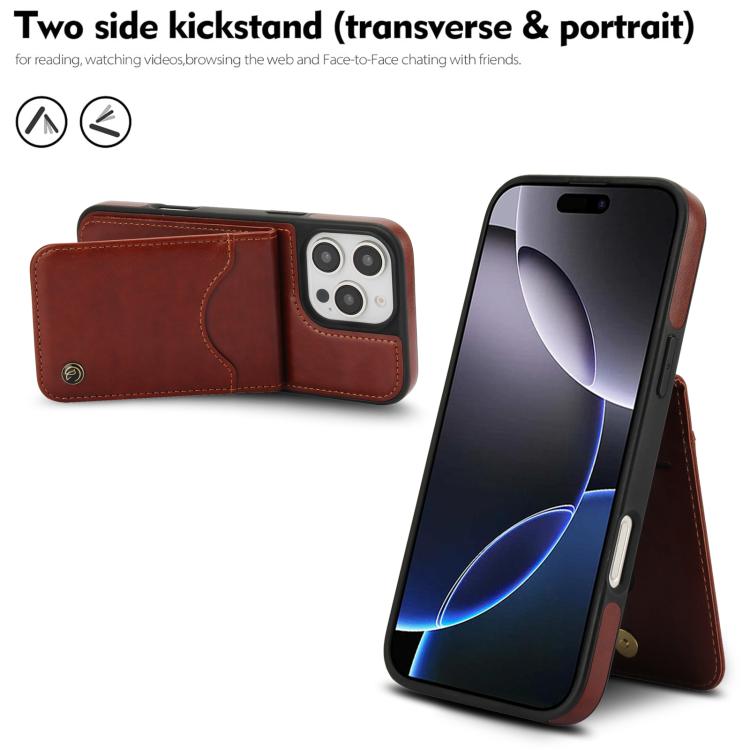 For iPhone 16 Pro Max AwQuer Vertical Flip Card Bag Holder Leather Phone Case