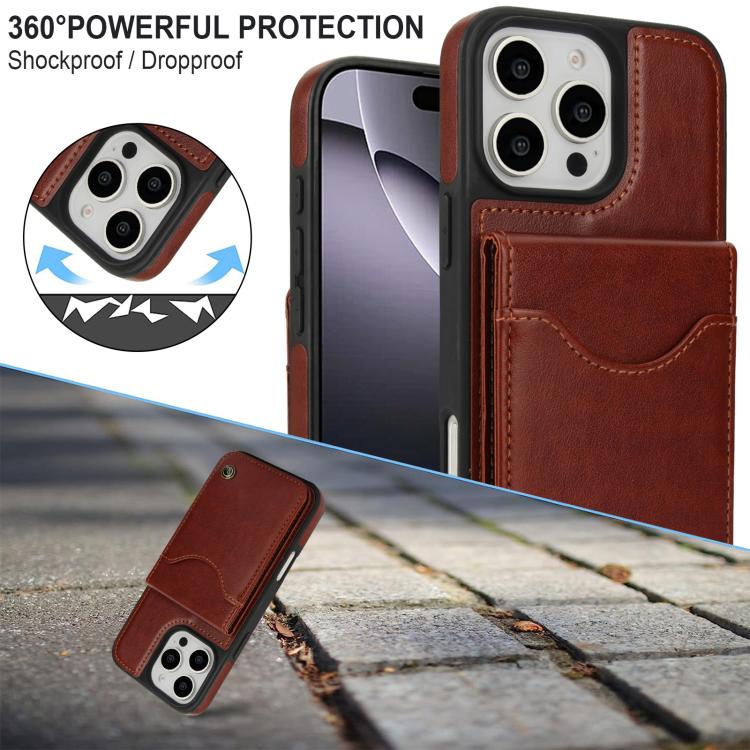 For iPhone 16 Pro Max AwQuer Vertical Flip Card Bag Holder Leather Phone Case