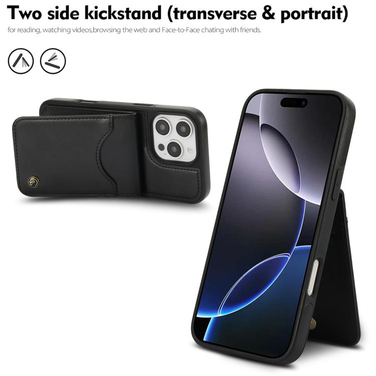 For iPhone 16 Pro AwQuer Vertical Flip Card Bag Holder Leather Phone Case